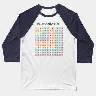 Math Multiplication Chart in Muted Boho Rainbow Colors for Kids Baseball T-Shirt